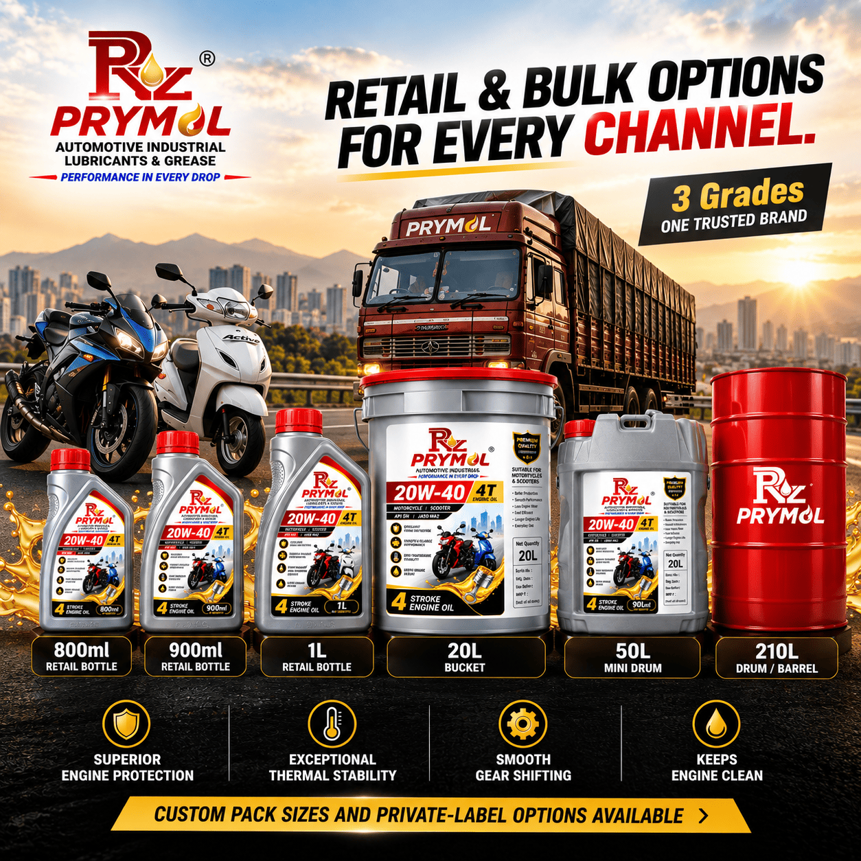 Prymol engine oil pack sizes